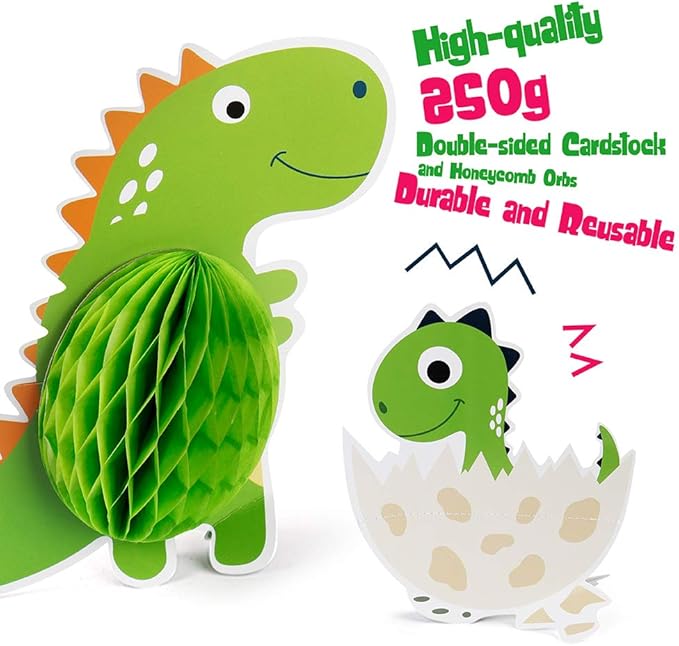Mocoosy 12 Pieces Dinosaur Party Honeycomb Centerpieces Table Decorations, Dinosaur Birthday Party Supplies Paper Center Piece Table Topper for Kids Boys T-Rex Theme Party Baby Shower Decor
