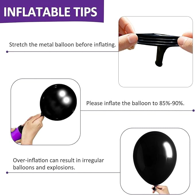 Firomi Small Black Balloons 5-inch 100 Pack Helium Metallic Shiny Round Black Thicken Latex Balloon for Wedding Birthday Party (with 2 Ribbons)