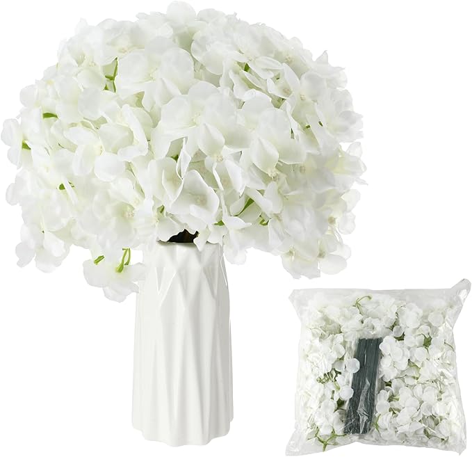 Geetery Tall Acrylic Wedding Flower Stand Centerpieces Clear Elegant Vase Column Stand with Artificial Hydrangea Flowers for Wedding Party Table Home Decorations(12 Pcs,28 Inch)