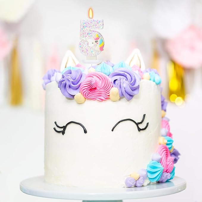 Birthday Candles - Number 5 Candle, Unicorn Party Supplies, Birthday Decorations for Cake Topper, Cartoon Theme Party Favors
