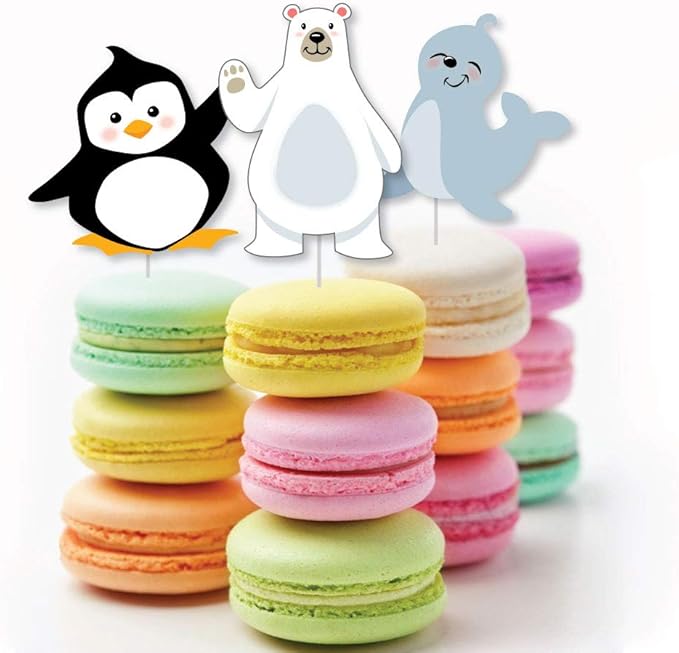 Big Dot of Happiness Arctic Polar Animals - Dessert Cupcake Toppers - Winter Baby Shower or Birthday Party Clear Treat Picks - Set of 24