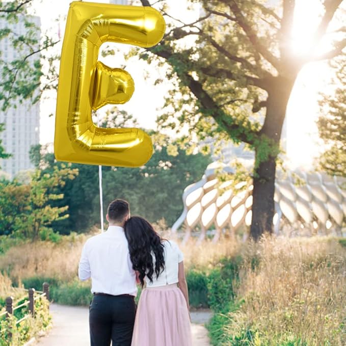 TONIFUL 40 Inch Large Gold Letter E Balloons, Foil Mylar Big Balloons for 2026 New Year Eve Graduation Wedding Baby Shower Birthday Party Anniversary Supplies Decorations