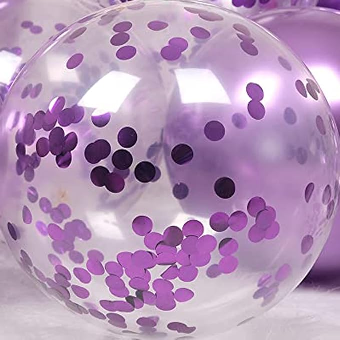KIRIKOU Pack of 24 Pieces Confetti Balloons 12 Inch Latex Party Balloons for Party Decorations, Wedding, Engagement, Bridal, Birthday and Shower (Purple)