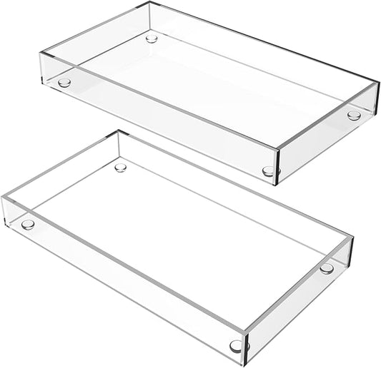Serving Tray 5x10 Inch Decorative Platter Clear Appetizer & Snack Tray – Perfect for Home, Breakfast, and Small Gatherings, 2 Pack