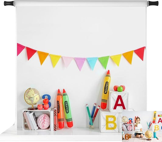 Kate 6.5x6.5ft/2x2m Back to School Backdrop Corlorful Pennant Flags Crayons Digital Printed Cloth Graduation Background Photo Studio Props