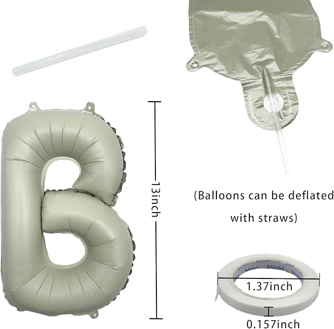 Beige Happy Birthday Balloon Banner 16 Inch - Foil Happy Birthday Letters Balloons Neutral Decor for Men Women Birthday Party Decorations, Reusable Birthday Sign Supplies