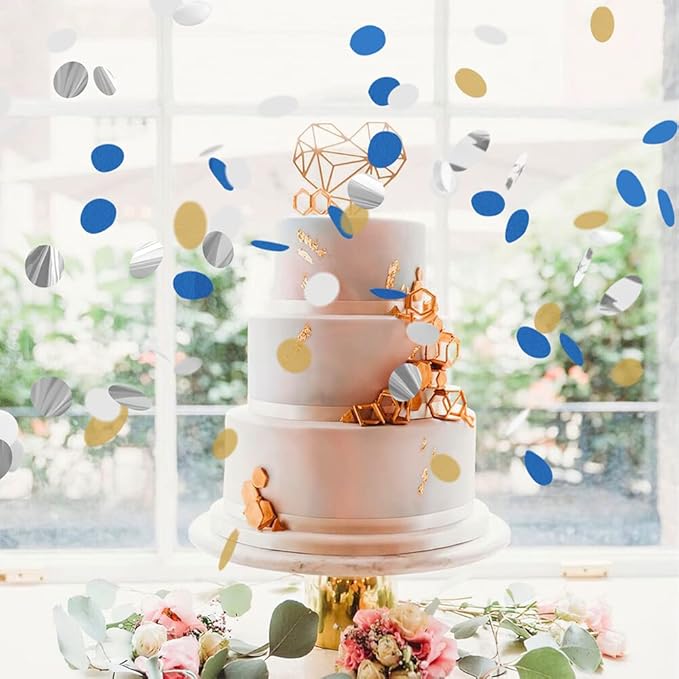 Confetti, Table Confetti, 1.76 Oz Confetti Paper, Diameter 1 inch / 2.5 Cm, Confetti Dots, Table Confetti Circles, Birthday Wedding Confetti, Round Tissue Paper, Blue Yellow Silver Confetti