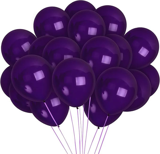 Treasured Gifted Dark Purple Balloons - Matte Violet, Plum, Deep Purple - 12 Inch Latex - Large - 72 Pack - Happy Birthday