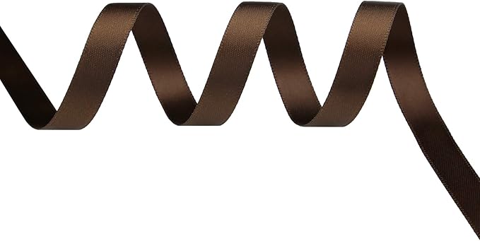 ITIsparkle 1/4" Inch Double Faced Satin Ribbon 50 Yards-Roll Set for Gift Wrapping Scrap Books Party Favor Hair Braids Baby Shower Decoration Floral Arrangement Craft Supplies, Brown Ribbon