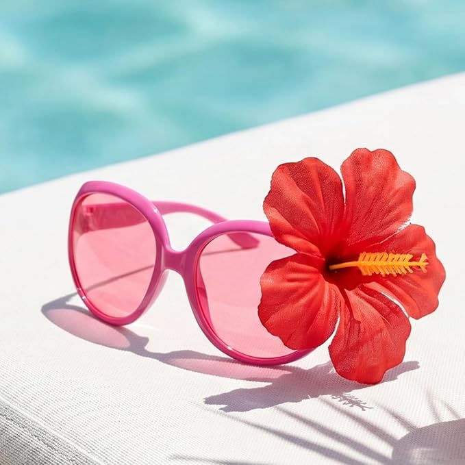 BESTOYARD 2 Pcs Flamingo Sunglasses, Coconut Tree Eyeglasses, Hawaiian Eyewear Props, Summer Photo Booth Accessories