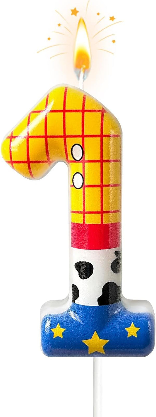 Toys Inspired Game Birthday Number Candles, Cartoon Story Number Candles, Cartoon Cake Decorations, Birthday Decoration Supplies, Suitable for Boys and Girls Party Celebrations (1)