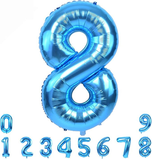 TONIFUL 40 Inch Blue Large Numbers Balloon 0-9 Foil Mylar Big Number 8 Balloon Digital 8 for 2026 Graduation New Year Eve Birthday Party Bridal Shower Engagement Photo Shoot, Anniversary
