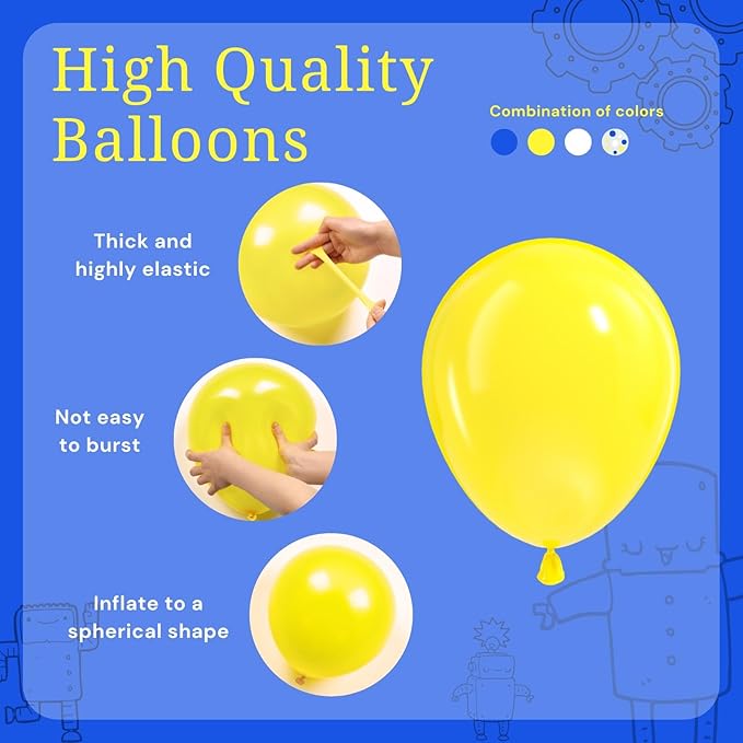 BAUANOOY Blue and Yellow Balloons, 60pcs 12 Inch Royal Blue Yellow White Balloon with Confetti Balloons for Wedding Graduation Baby Shower Birthday Party Decorations
