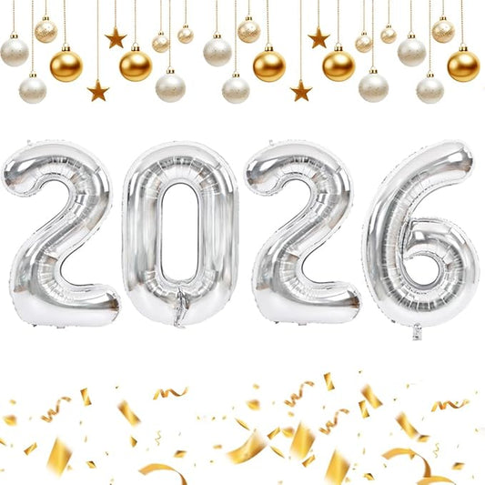 TONIFUL 2026 Graduation Balloons 40 Inch Number Balloons Aluminum Foil Mylar Balloons for Graduation New Year Eve Anniversary Decorations Class of 2026 Grad Party Supplies（Number 2026）