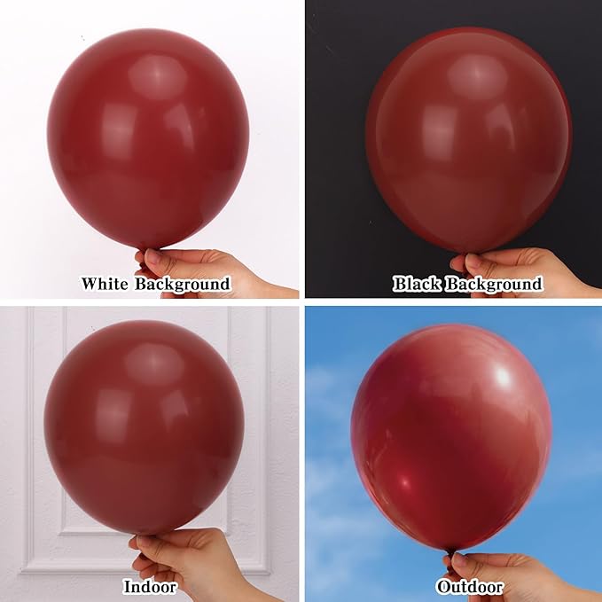 RUBFAC 135pcs Ruby Red Balloons, Cherry Dark Red Burgundy Latex Balloon Different Sizes 18 12 10 5 Inch for Garland Arch Birthday Wedding Party Decoration