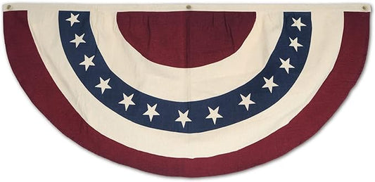 Beistle Americana Fabric Bunting Red, White & Blue Memorial Day & 4th of July Decorations, Stars & Stripes Patriotic Themed Party Supplies, 24” x 48”