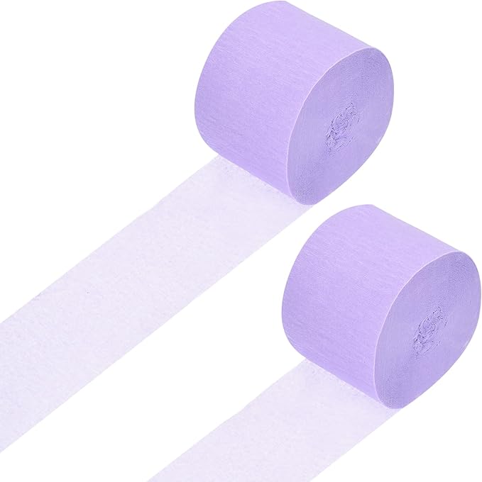 Crepe Paper Roll, Light Purple Crepe Paper Streamers Sheets, [for Party Streamer Decorations, Birthday Party] - 1.8 Inch x 82 ft / 2 Roll