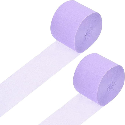 Crepe Paper Roll, Light Purple Crepe Paper Streamers Sheets, [for Party Streamer Decorations, Birthday Party] - 1.8 Inch x 82 ft / 2 Roll