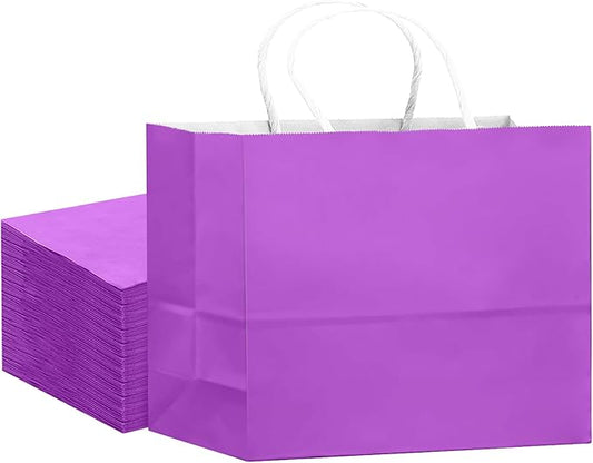 qiqee 24PCS Large Gift Bag with Handles Bulk 13"x4.5"x10" Gift Bags Violet Bags Multiple Uses (32x11x25cm,Wide Large)