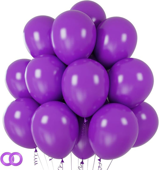 Purple Balloons 100 Pack 12 inch Thicken Latex Matte Purple Balloons for Halloween Birthday Party Weddings Decorations