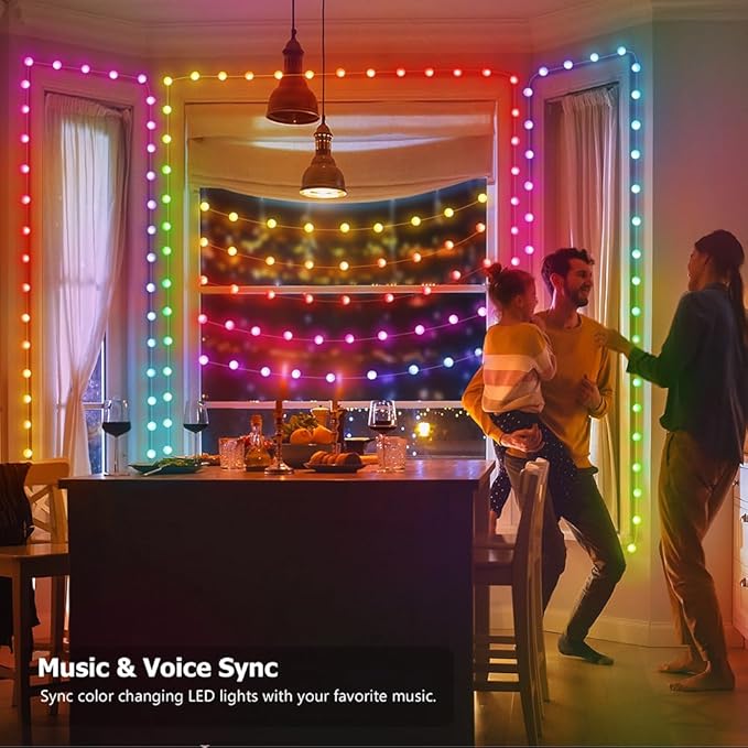 66ft Globe String Lights, 133 LED RGB Color Changing String Fairy Lights, Smart APP & IR Remote Control, 200+ Scene Modes for Bedroom Backdrop Indoor Outdoor Christmas Decorations