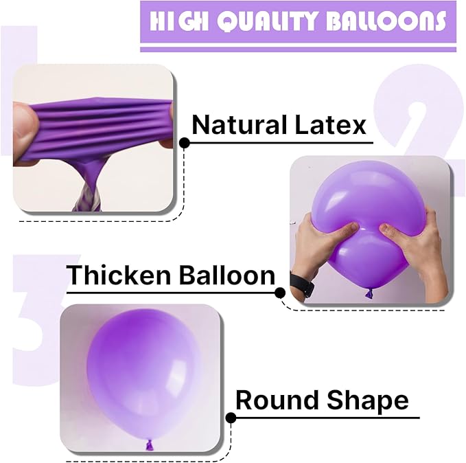 PartyWoo Purple Balloons 152pcs Different Sizes of 18 12 10 5 Inch Purple Balloon Arch Kit Garland for Birthday Engagement Wedding Bachelorette Bridal Shower Butterfly Party Decorations Purple-Y15
