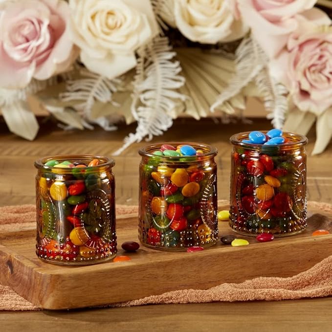 Amber Tea Light Holder - 24pcs - Vintage Glass Tealight Candle Holders by Kate Aspen, Home Décor Table Decoration Favors Gifts for Wedding, Bachelorette, Bridal Shower & Baby Shower Party