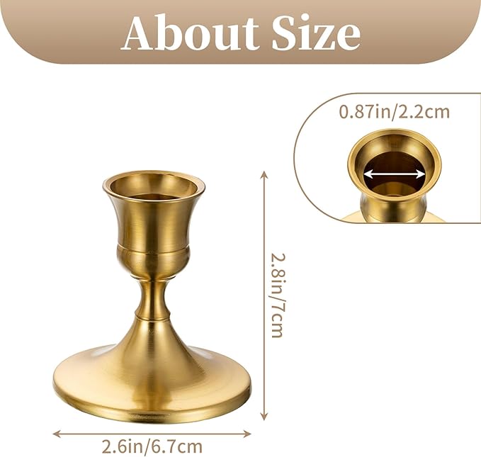 Sziqiqi Candlestick Holders Taper Candle Holders - Gold Candle Stick Candle Holder Bulk Decorative Table Centerpiece for Wedding Reception Christmas Dinner Bridal Showers Party Decor Pack of 12