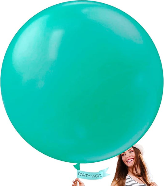 PartyWoo Teal Balloons 4pcs 36 Inch Turquoise Dark Teal Latex Balloons for Baby Shower Wedding Anniversary Gender Reveal Graduation Mermaid Birthday Pool Bachelorette Party Decorations Blue-Y69