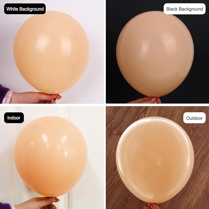 RUBFAC 129pcs Nude Balloons Different Sizes 18 12 10 5 Inch, Boho Beige Apricot Balloon Garland Arch Kit for Party Decoration Gender Reveal Graduation Wedding Anniversary Baby Shower Party Supplies