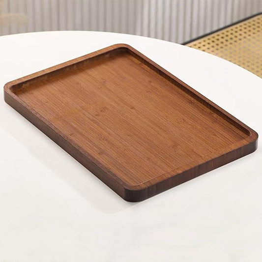 XZHXFX Bamboo Serving Tray,Food Tray for Breakfast,Coffee Table,Dinner & Bar, Decorative Tray for Kitchen, Bedroom (Large)