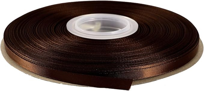 ITIsparkle 1/4" Inch Double Faced Satin Ribbon 50 Yards-Roll Set for Gift Wrapping Scrap Books Party Favor Hair Braids Baby Shower Decoration Floral Arrangement Craft Supplies, Brown Ribbon