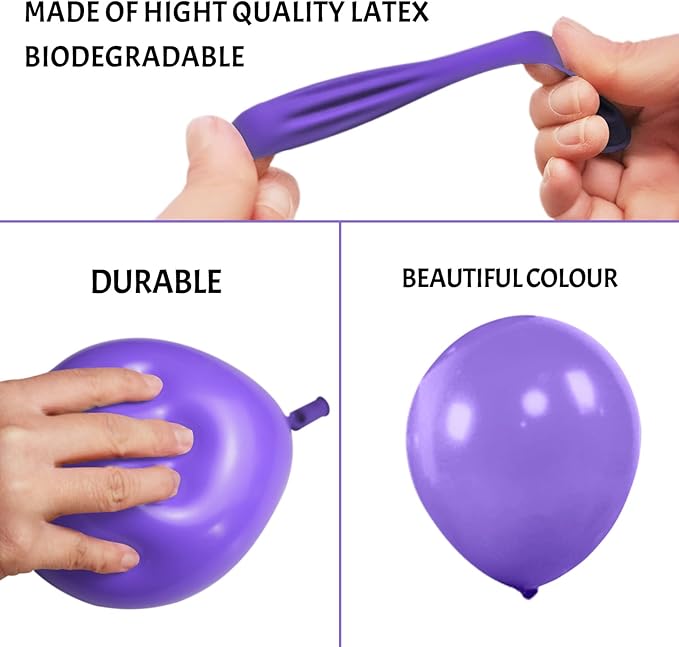 Purple Balloons 110Pcs, 5 Inch Small Purple Latex Party Balloons, Mini Thick Purple Balloons for Birthday Wedding Baby Shower Decorations.