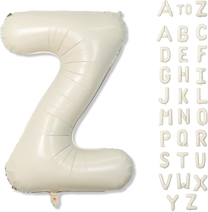 Lingqiang 40 Inch Cream Letter Balloon 'Z' - 2 Pack, Self Inflating, Perfect for Birthday Parties, Unisex Adults