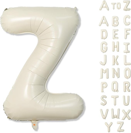 Lingqiang 40 Inch Cream Letter Balloon 'Z' - 2 Pack, Self Inflating, Perfect for Birthday Parties, Unisex Adults