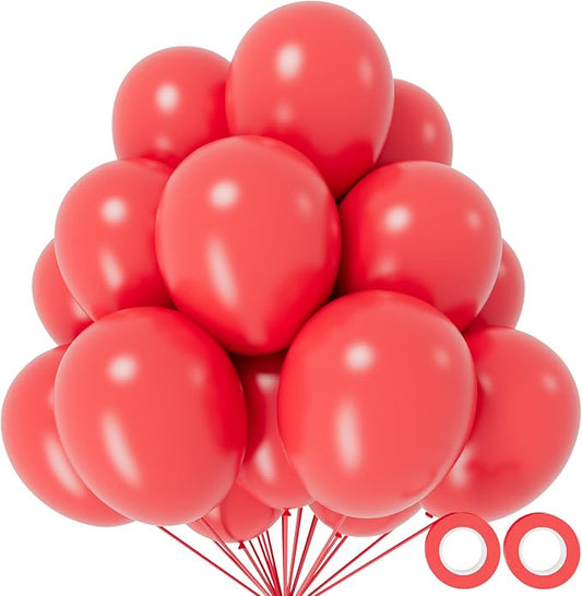 110pcs Pastel Red Balloon 12 Inch, Pastel Red Latex Balloons for Birthday Party Baby Shower Wedding(with 2 Ribbons).