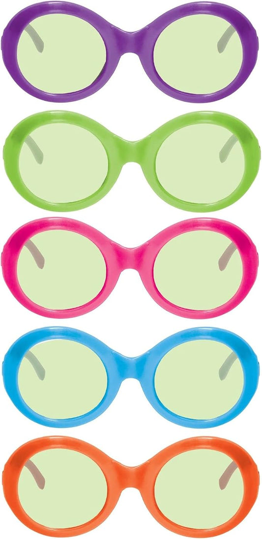 Groovy 70's Disco Party Glasses - Standard Size (Pack of 10) - Vintage Vivid Colors - Ideal for Retro-Themed Events & Costume Parties