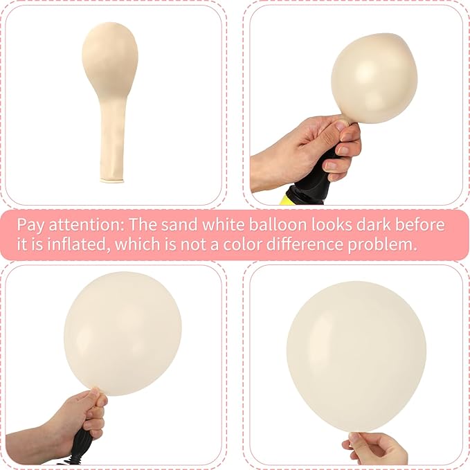 RUBFAC 87pcs Sand White Balloons Different Sizes 18 12 10 5 Inch for Garland Arch White Sand Party Latex Balloons for Birthday Party Graduation Wedding Anniversary Baby Shower Party Decoration