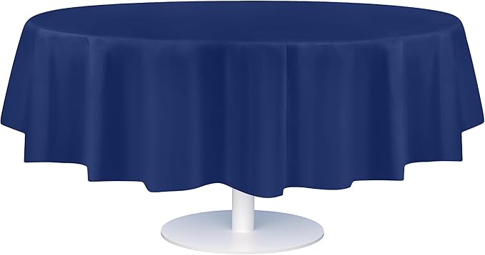 Grandipity Navy Blue Plastic Table Cloth Disposable (6 Pk) 84in Round Tablecloth Premium Party Table Cloths Disposable - Perfect Table Cloth Round Cover for Any Table Up to 6 Feet