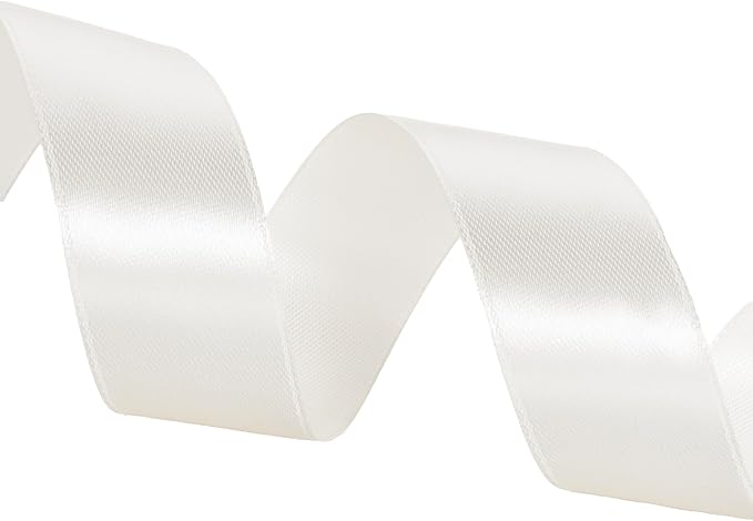 YASEO 1 Inch Ivory Solid Satin Ribbon, 50 Yards Craft Fabric Ribbon for Gift Wrapping Floral Bouquets Wedding Party Decoration