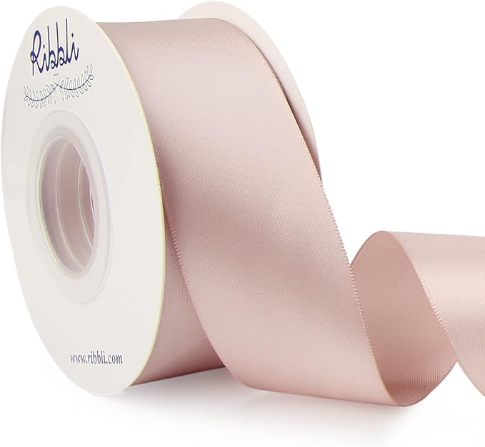 Ribbli Vanilla Double Faced Satin Ribbon,1-1/2” x Continuous 25 Yards,Use for Craft Bows Bouquet, Gift Wrapping, Wedding Decoration, Floral Arrangement