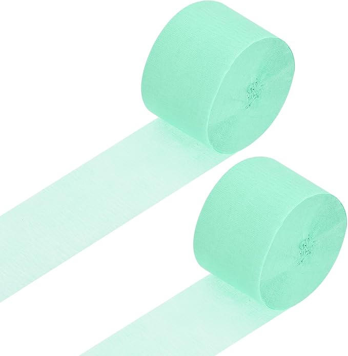 Crepe Paper Roll, Mint Green Crepe Paper Streamers Sheets, [for Party Streamer Decorations, Birthday Party] - 1.8 Inch x 82 ft / 2 Roll