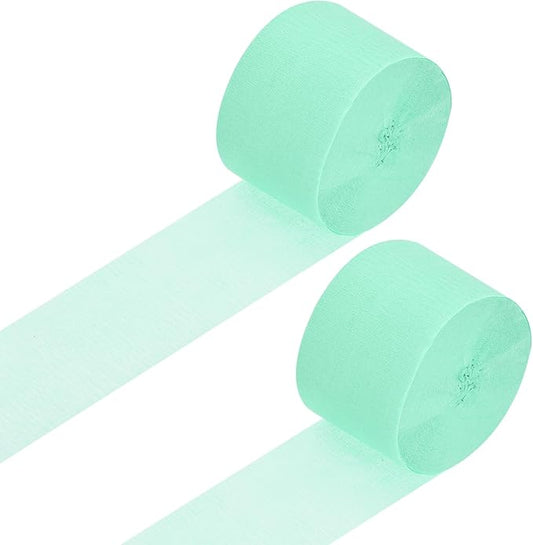 Crepe Paper Roll, Mint Green Crepe Paper Streamers Sheets, [for Party Streamer Decorations, Birthday Party] - 1.8 Inch x 82 ft / 2 Roll