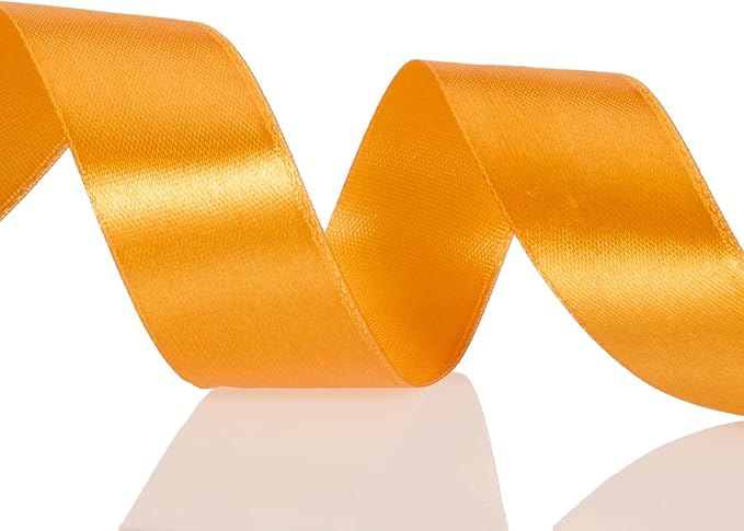 YASEO 1 Inch Orange Solid Satin Ribbon, 50 Yards Craft Fabric Ribbon for Gift Wrapping Floral Bouquets Wedding Party Decoration