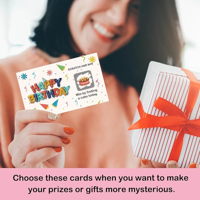 50 Pcs Happy Birthday Scratch off Game Cards, Colorful Balloons Scratch Cards for Birthday Party, Lottery Group Games Activity, Birth Day Raffle Tickets, Party Supplies