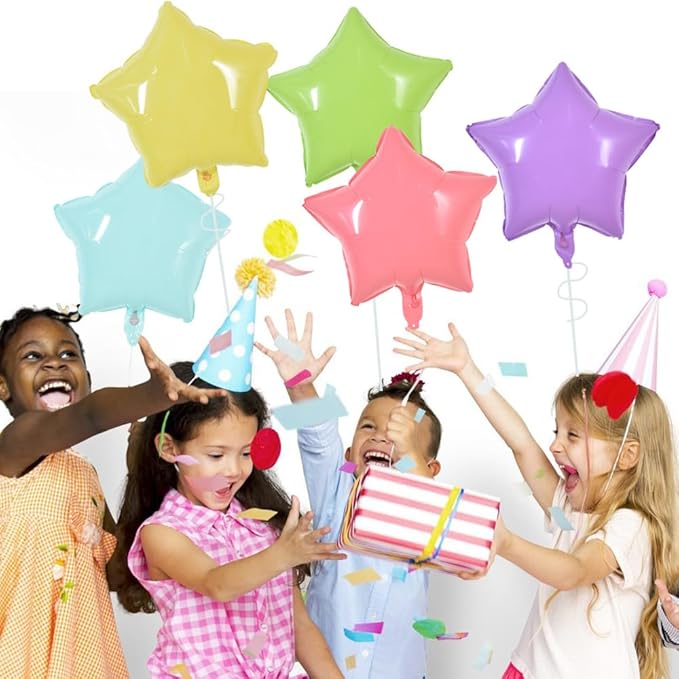 TONIFUL 30Pcs 18 Inch Large Pastel Colorful Star Shape Foil Balloons Big Stars Helium Mylar Ballons for Birthday Wedding Baby Shower Anniversary Engagement Party Decorations Supplies