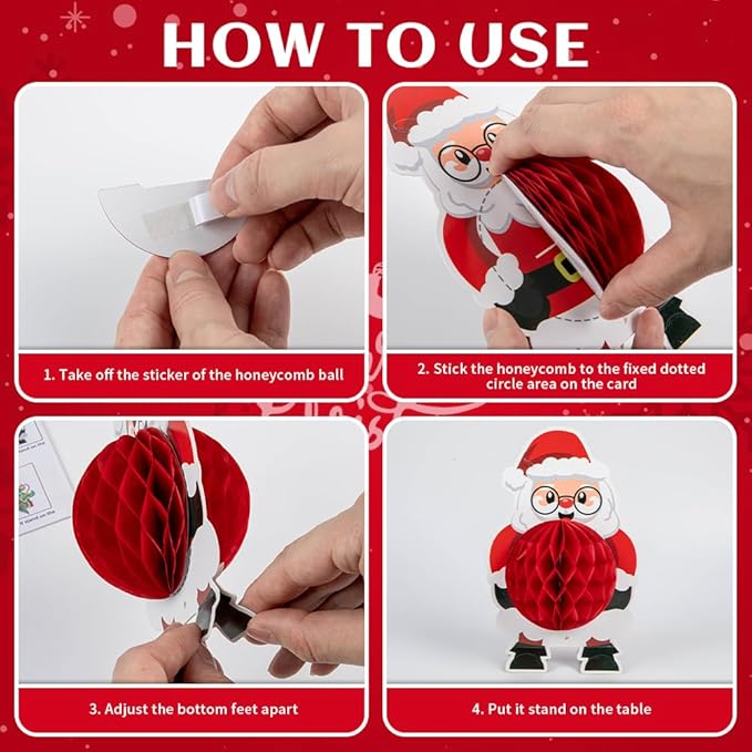 13PCS Christmas Party Decorations, Christmas Honeycomb Centerpieces For Tables, Xmas 3D Table Decorations with Santa Claus Snowman for Merry Christmas Party Supplies Indoor Home Holiday Sign