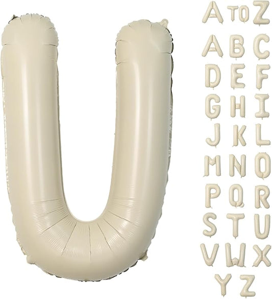 Biapian 40 Inch Giant Cream U Foil Balloon - Big Single Alphabet A-Z Balloons, Helium for Birthday, Baby Shower, Wedding, Anniversary Party Decoration