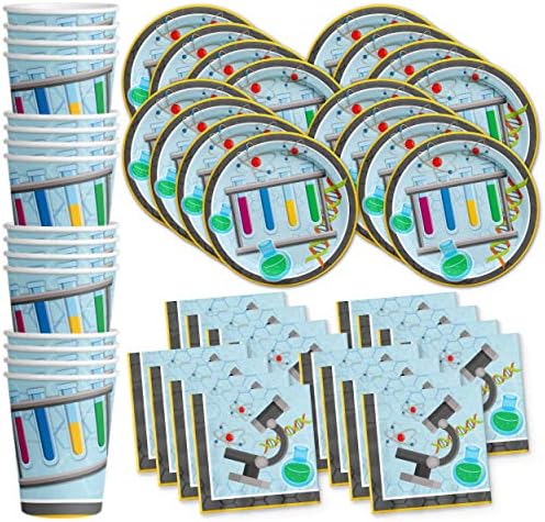 Super Science Birthday Party Supplies Set Plates Napkins Cups Tableware Kit for 16