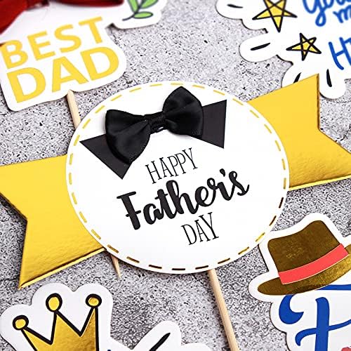 Giga Gud 12pcs Father's Day Cake Topper - Happy Father's Day, Best Dad Ever - Cupcake Topper - Birthday Party Cake Decorations - Plastic, White